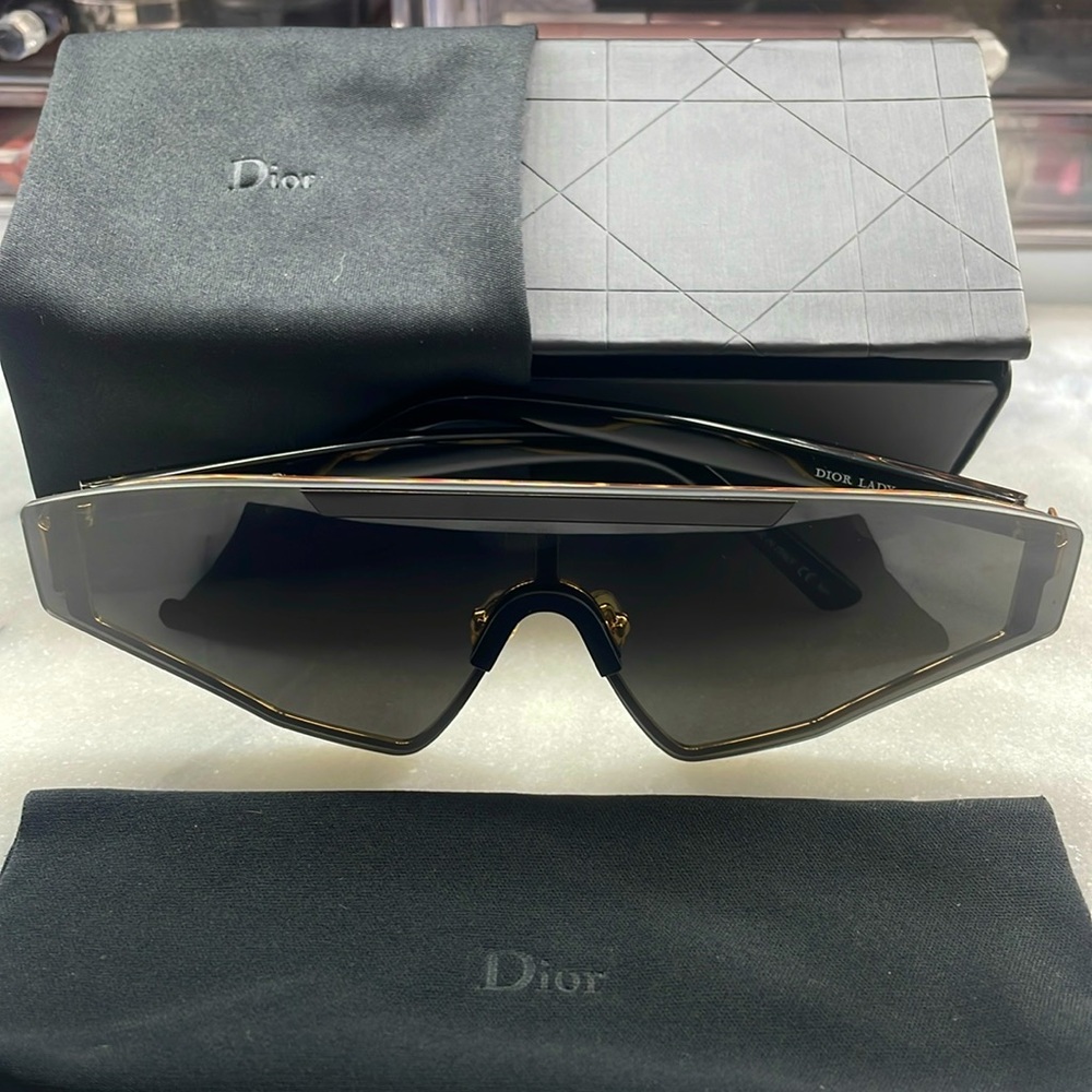Dior Black Gold Future Triangular Shield Sunglass… - image 1